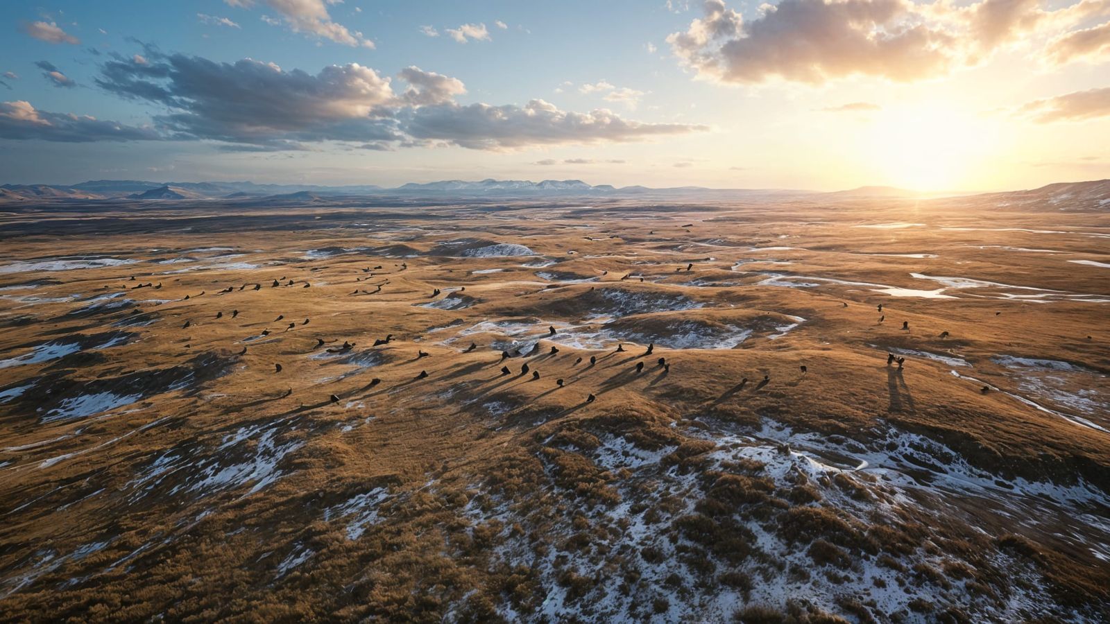 Panoramic Tundra Landscape at Sunset in 8k