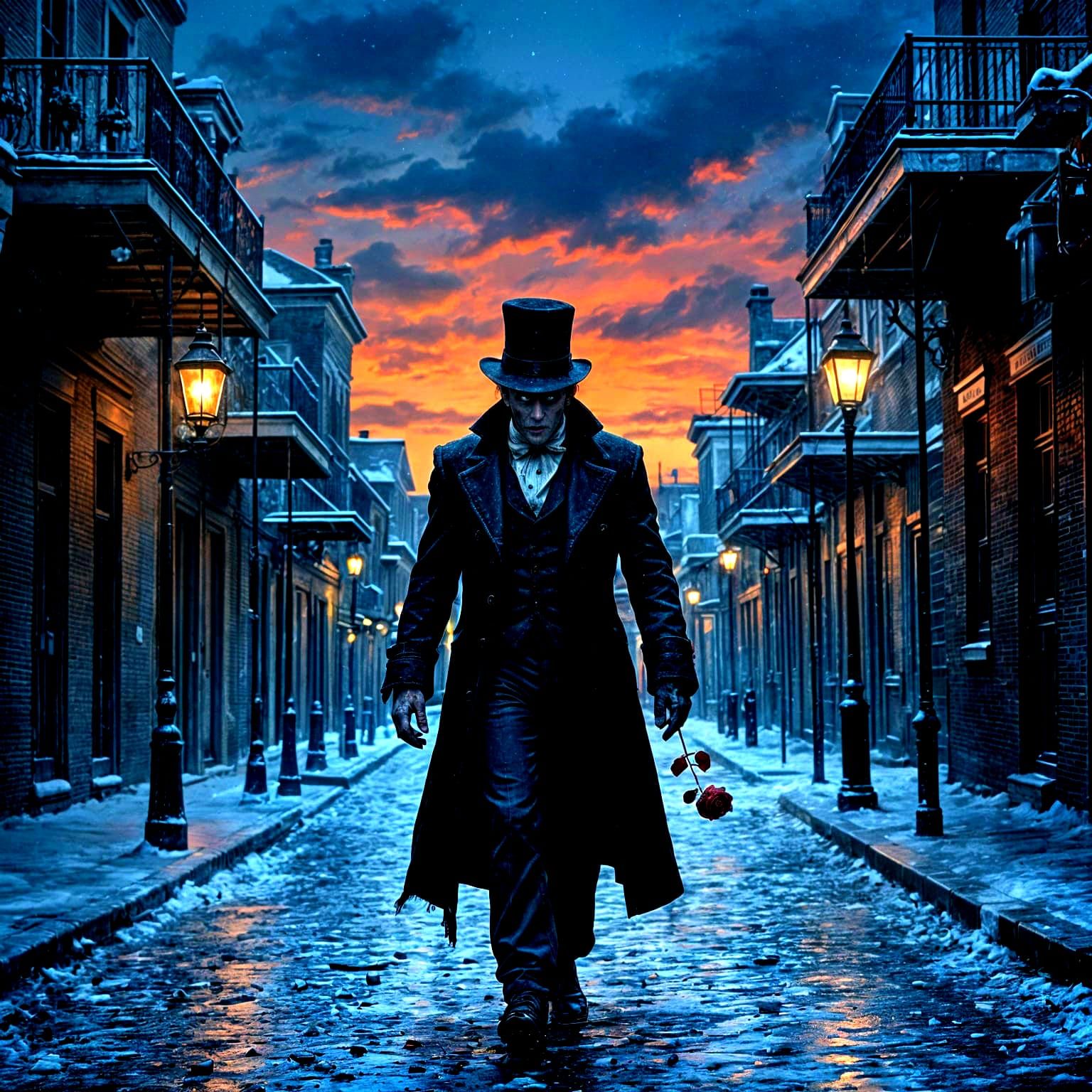 A melancholic Frankenstein's monster, dressed in tattered Vi...