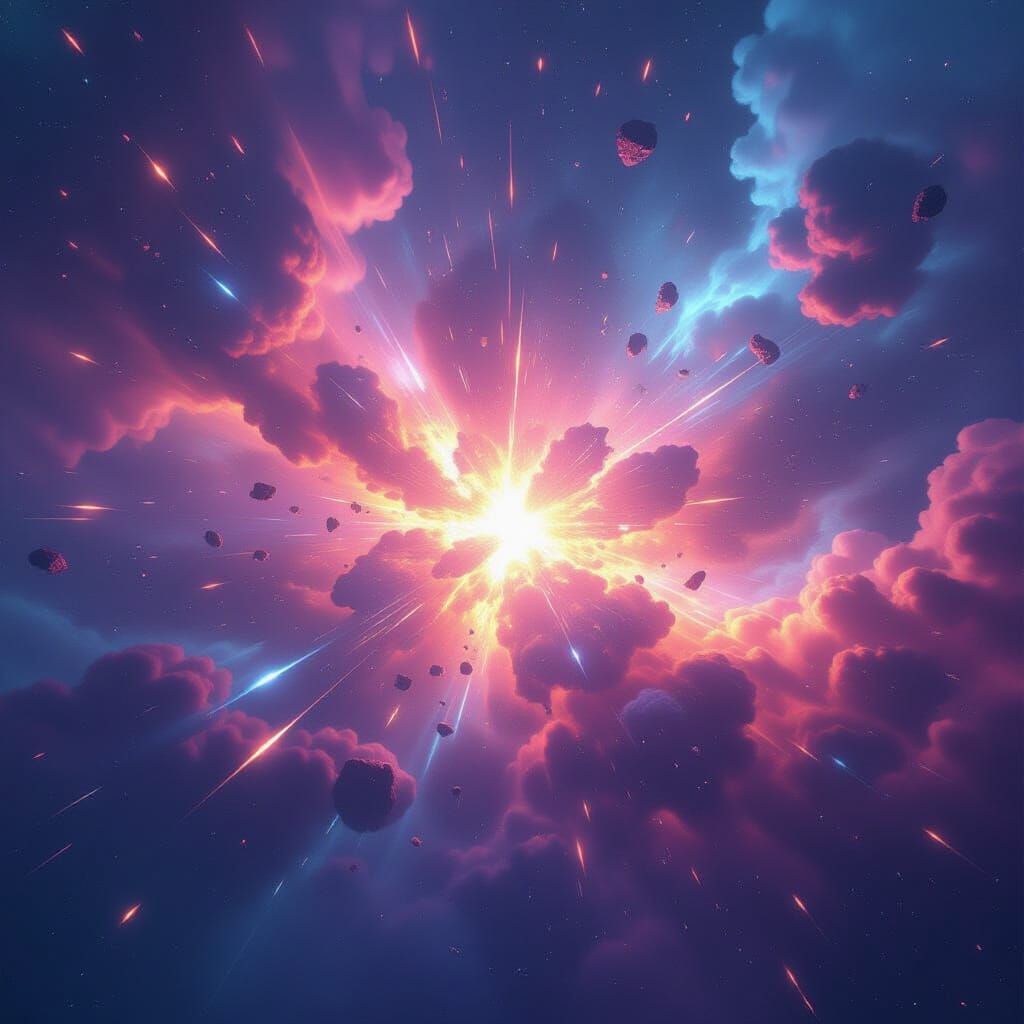 Vibrant Cosmic Explosion in Surreal Style