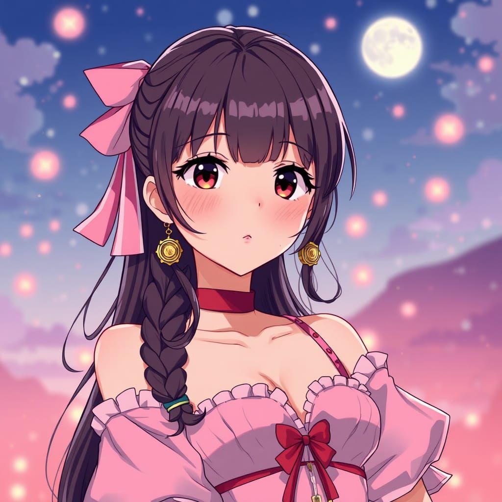 Bubble Tea Girl in Cel-Shaded Anime Style