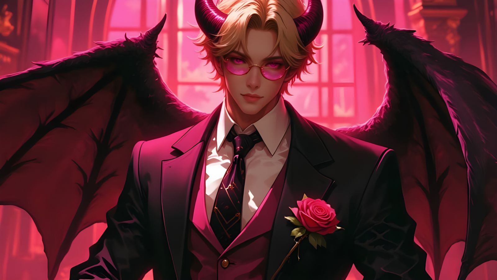 Dark Elegance: Golden Demon with Wings