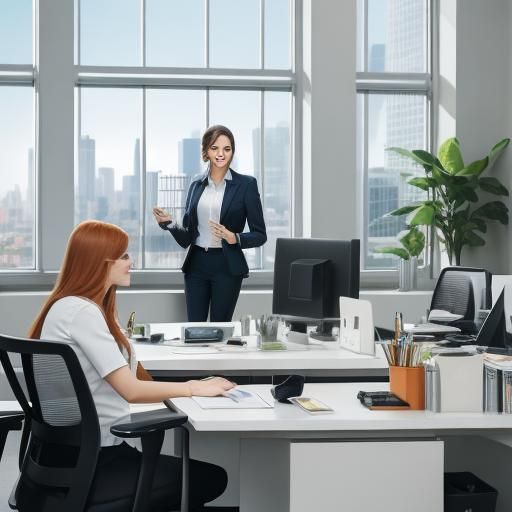Employees Proudly Display Company Logo in Office