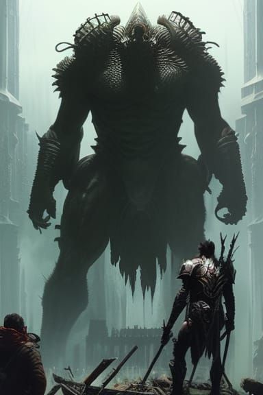 Cyborg Beast Charges Through Wasteland in Gritty Watercolor