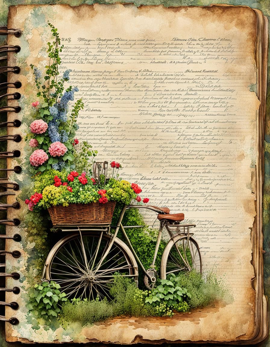 Victorian Garden Journal Page Fine Art Illustration