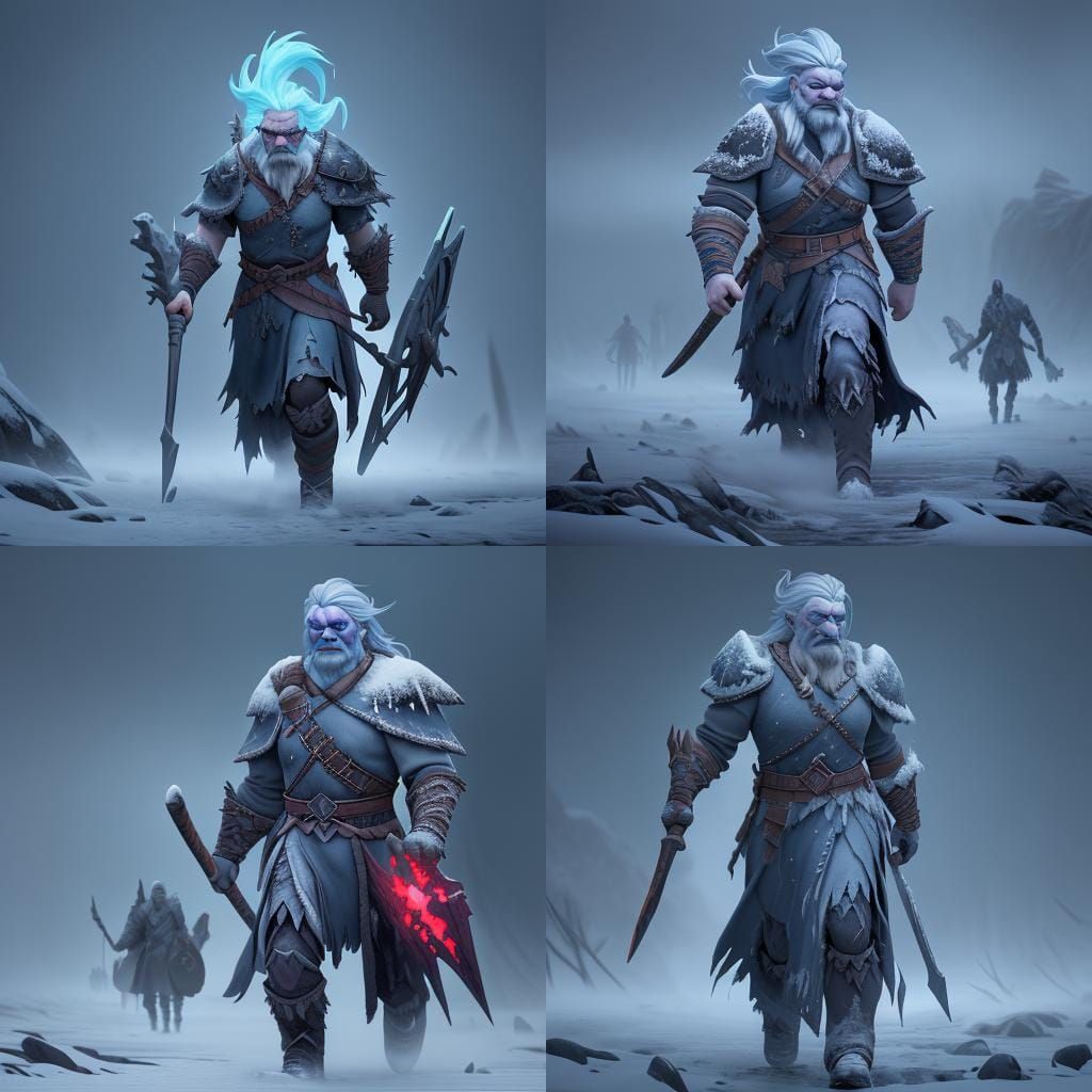 Frozen Undead Viking in Blizzard: Fantasy Concept Art