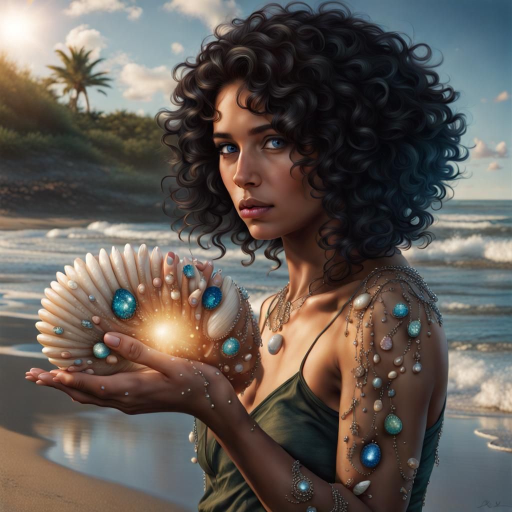 Jewel Studded Shells on a Sunny Beach