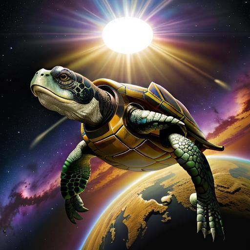 Astronaut Turtle in Outerspace: Hyperrealistic 8K Photo