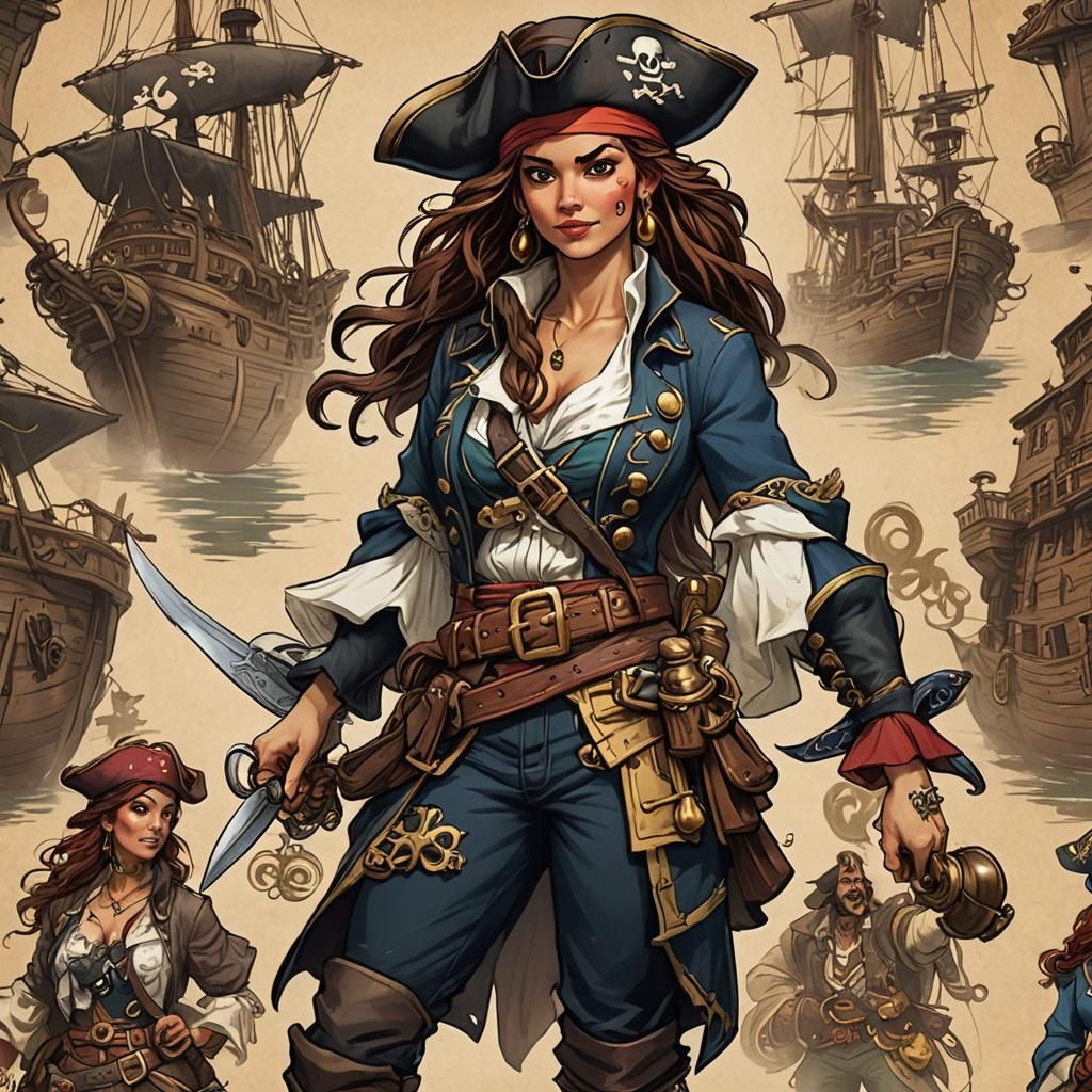 Disney-Style Female Pirate Character Illustration