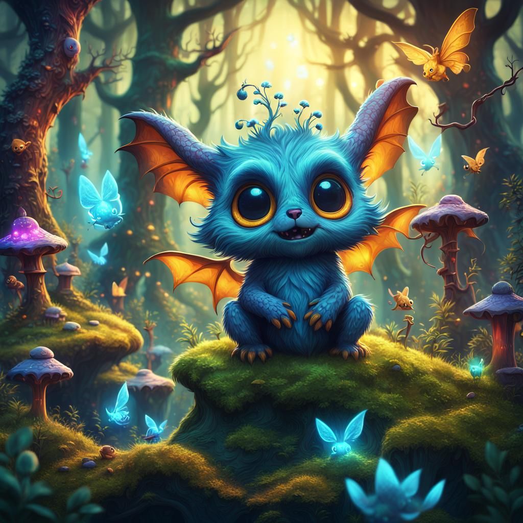 enchanting magical forest of strange little cute evil animals
high resolution