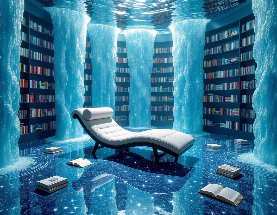 Surreal Cosmic Sanctuary of Flowing Water