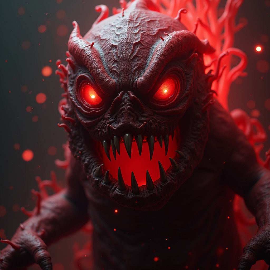 Menacing Among Us Creature in Dark Fantasy Style