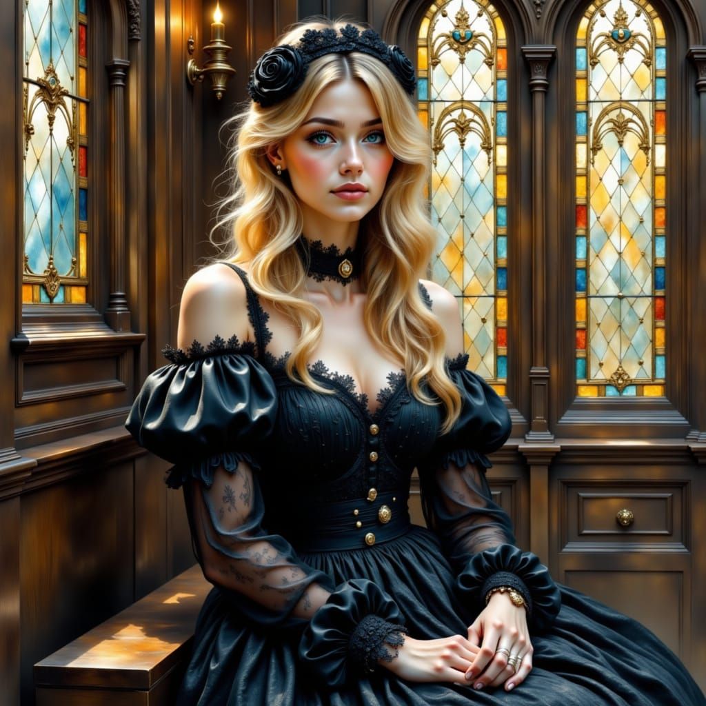 Tsarina Eudoxia Portrait with Black Kokoshnik