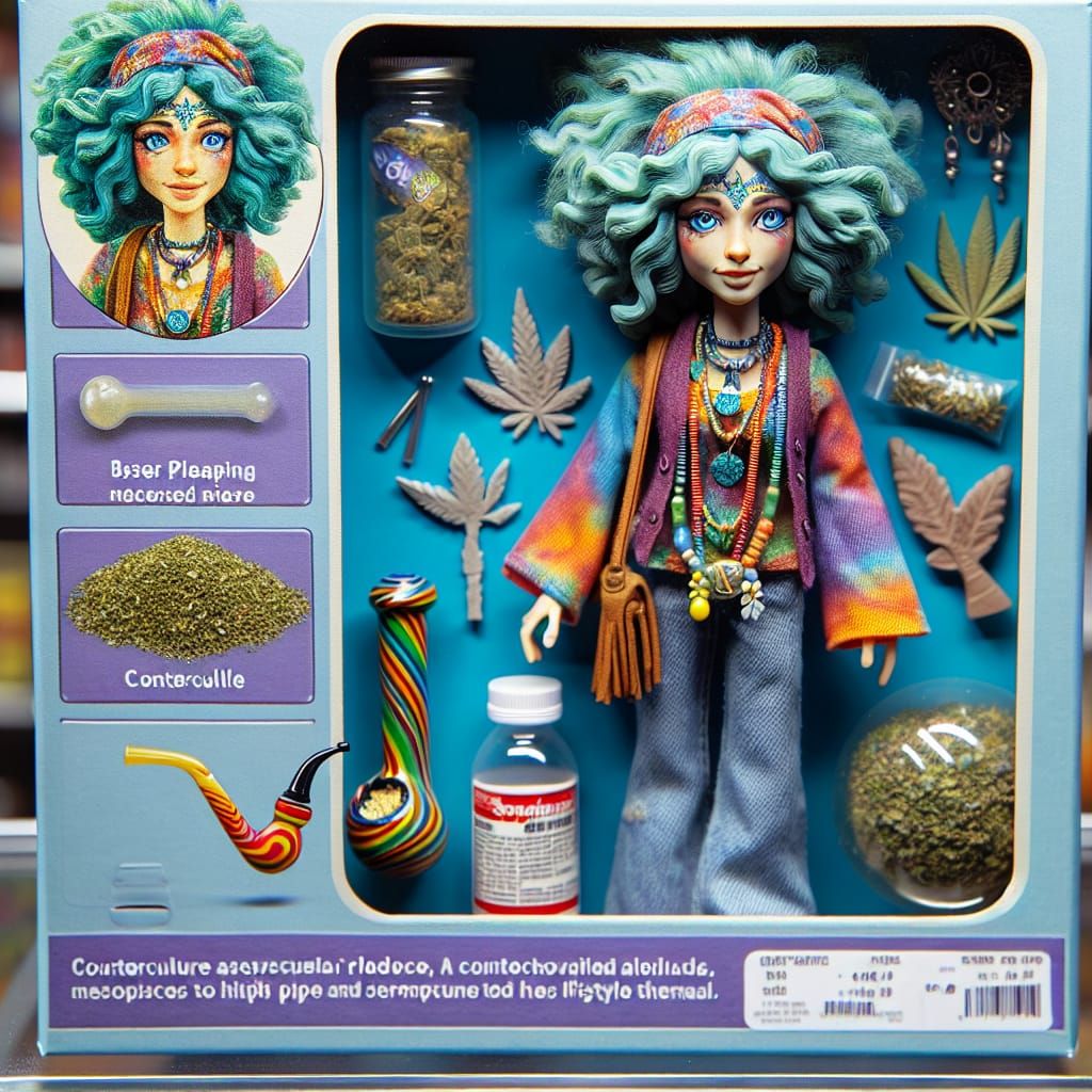 Hippie Stoner Barbie Figurine in Original Packaging