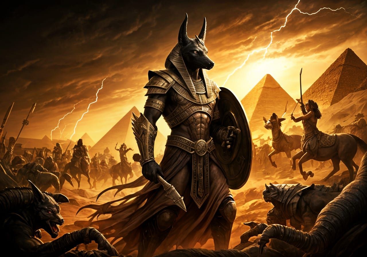 Epic Battle of Egyptian Gods and Mythical Creatures