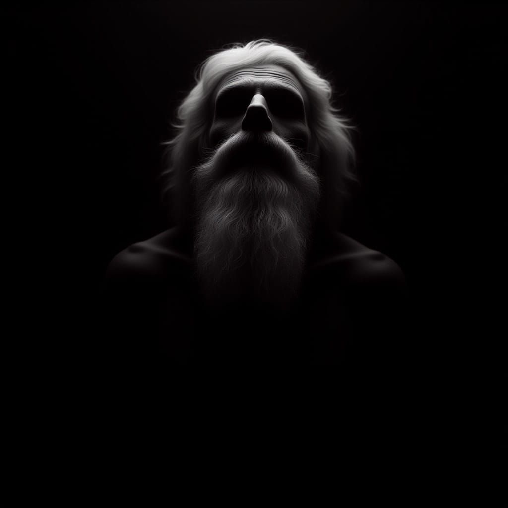 Diogenes in Shadows: Minimalist Portrait
