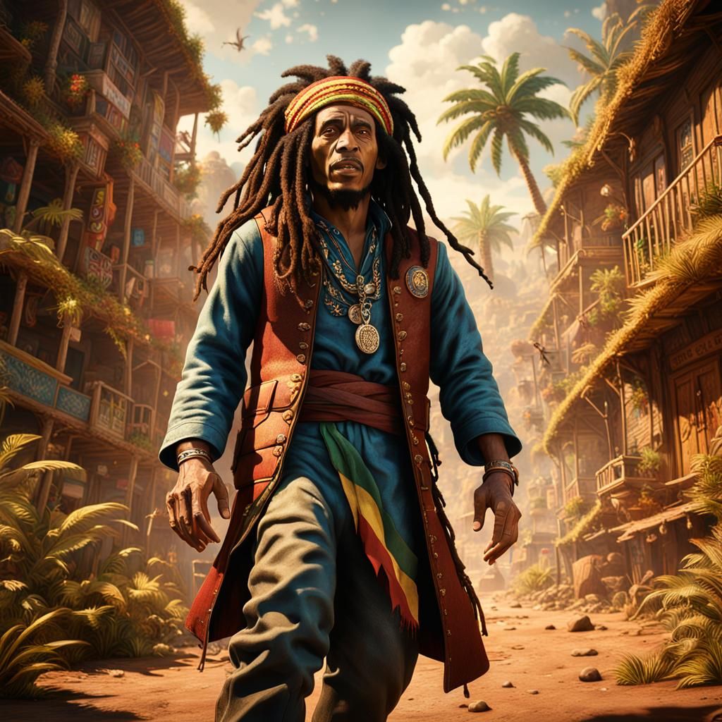 Bob Marley: Detailed Matte Painting in Deep Color