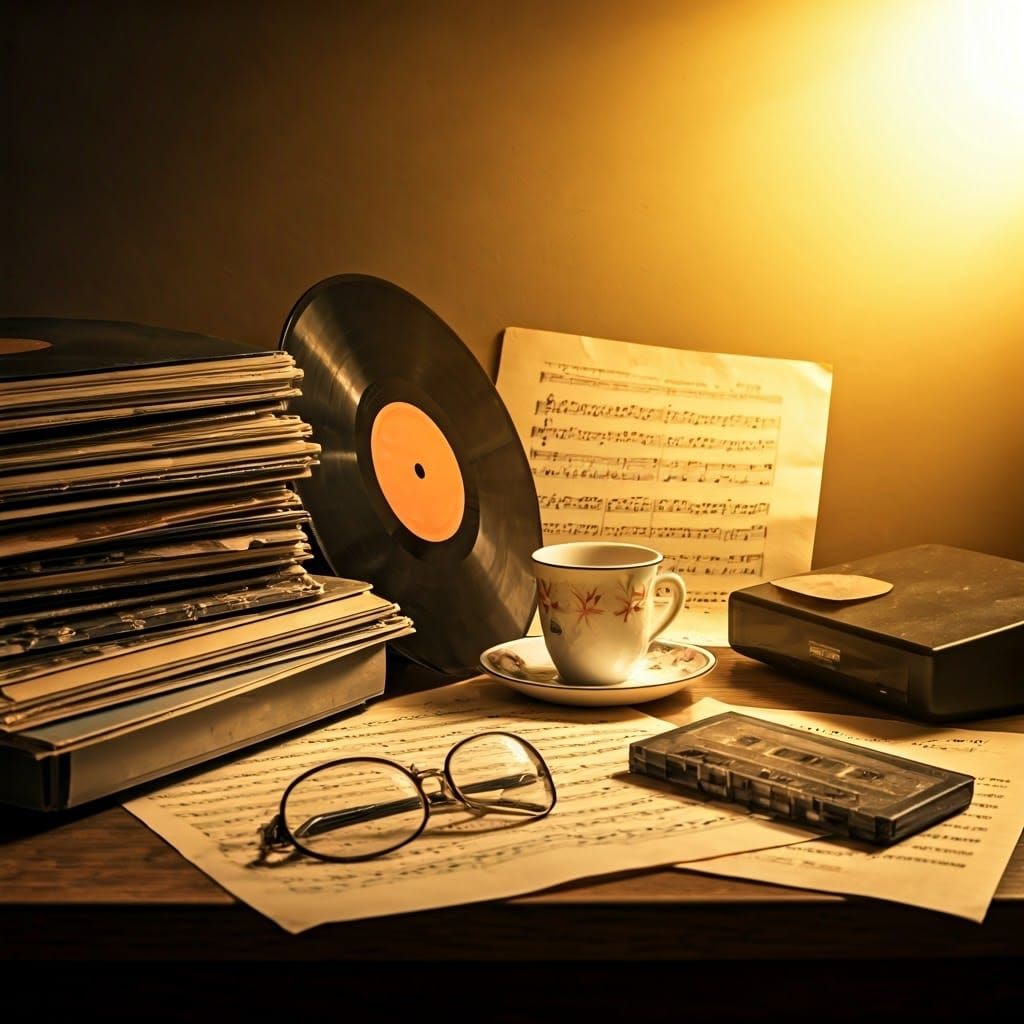 Vintage Vinyl Record Cover Art in Abstract Style