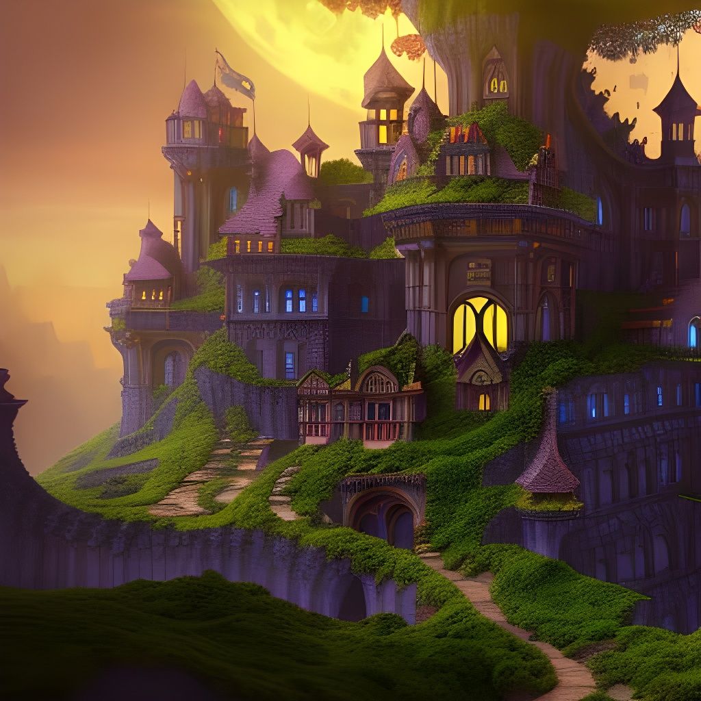 Fantastical Cat Castle Hybrid in Detailed Matte Painting