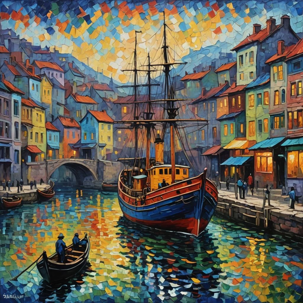 Colorful Expressionist Oil Painting with Impasto Texture