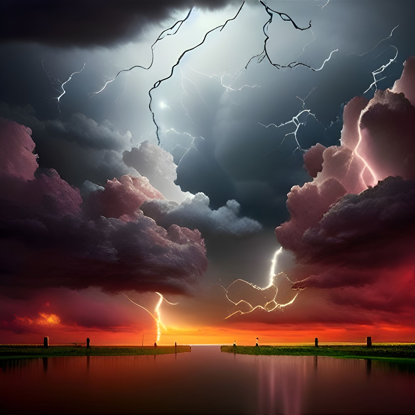 Epic Thunderstorm Heralds Spring: Digital Matte Painting