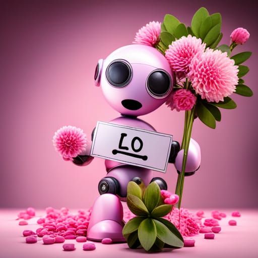 Pink Robot Florist with Laser Eyes
