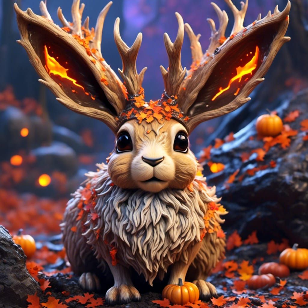 Cute Halloween Jackalope with Expressive Eyes