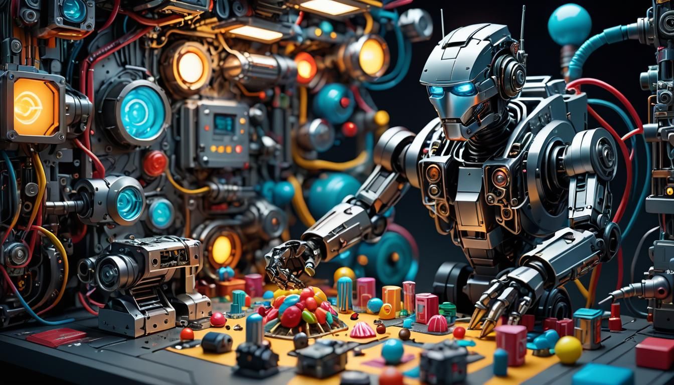 Robotic Engineering Pop-Up Book in Hyperrealistic Candy Styl...