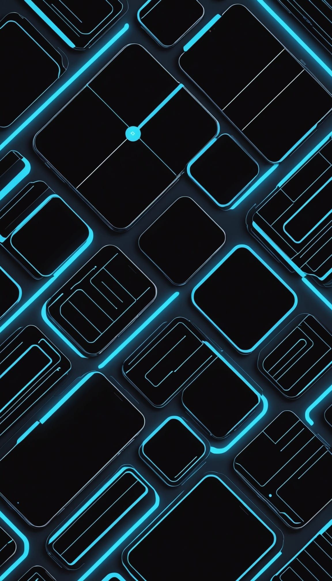 Sleek Neo Black Wallpaper with Futuristic Geometric Patterns