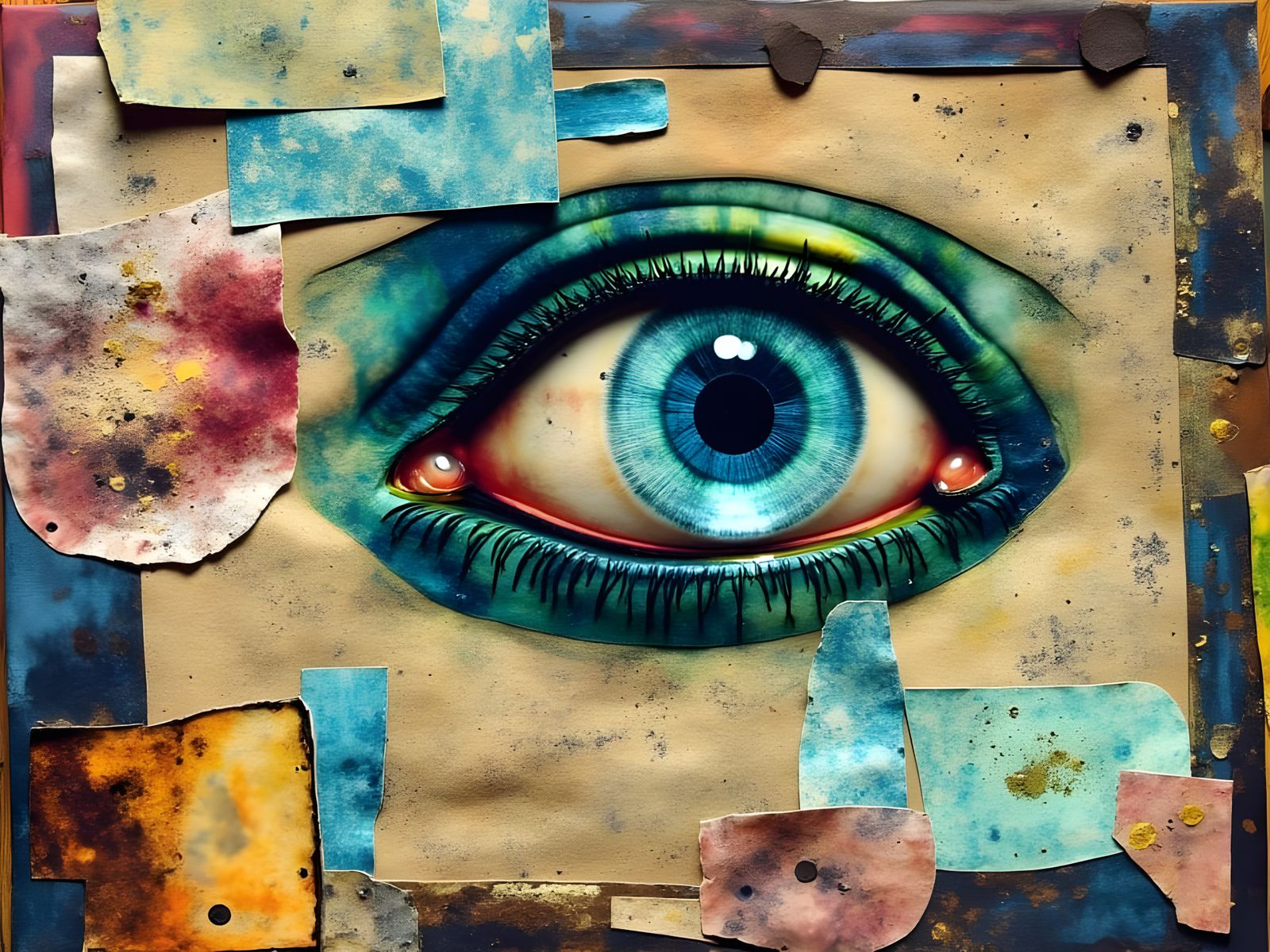 Textured Mixed Media Art with Layered Elements