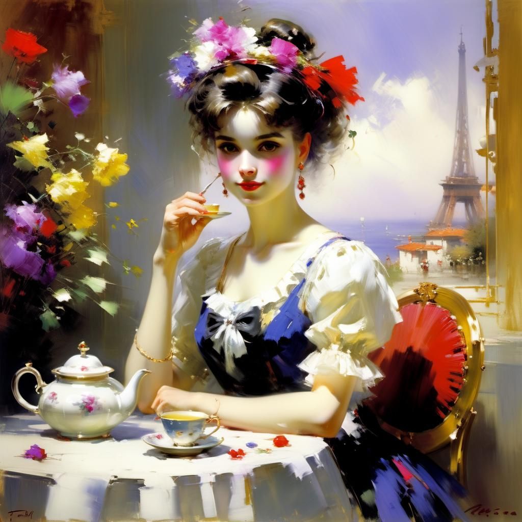 Elegant Portrait Inspired by Pino Daeni