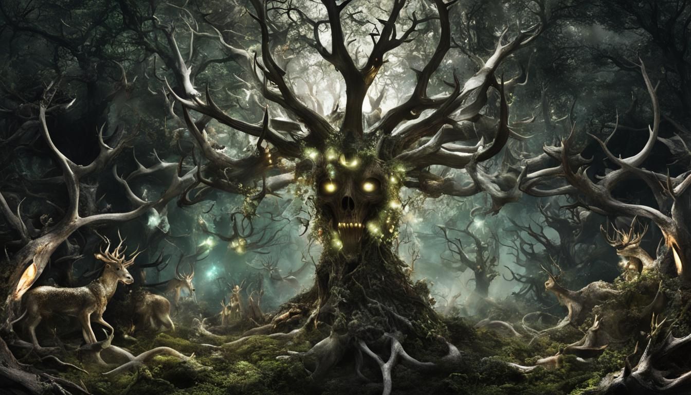 Stardust Forest with Glowing Treebeard Faces