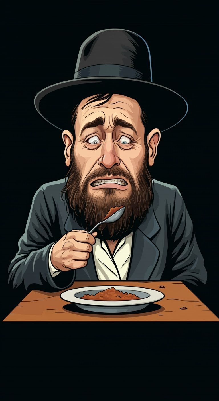 Hasidic Man's Disgusted Reaction: Comic Illustration