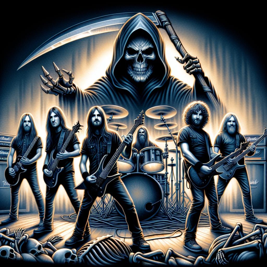 Heavy Metal Band Album Cover in Airbrush Style