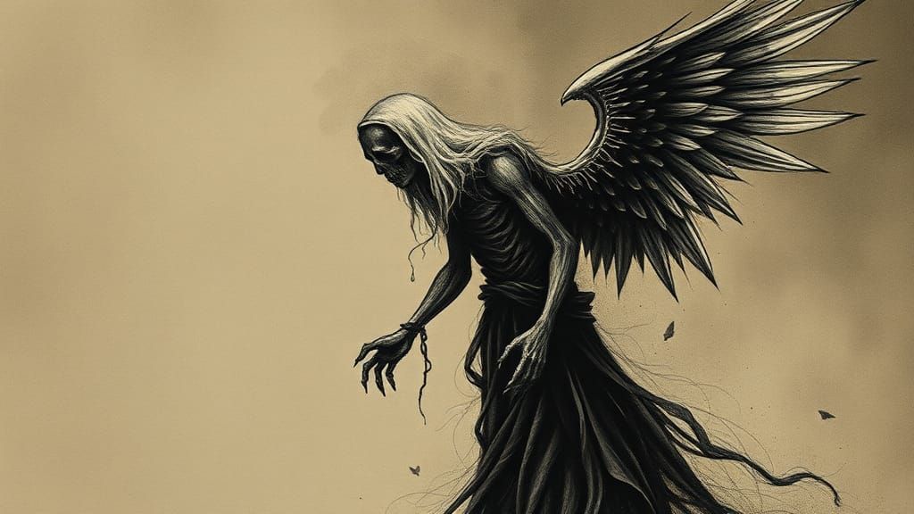 Haunting Angel of Death in Kubin-esque Style