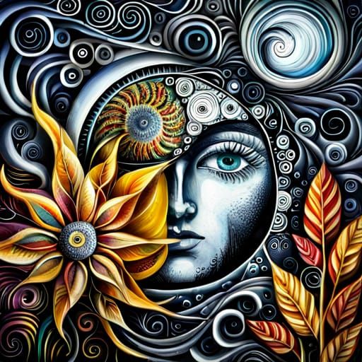 Surreal Flowers Mixed Media Fantasy Art