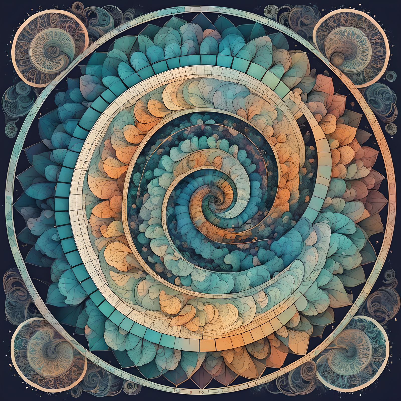Fibonacci Sequence in Boho Style Poster Art