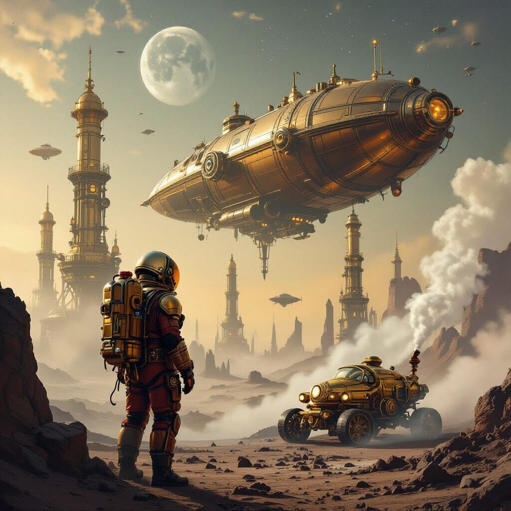Steampunk Astronauts & Clockwork Moonscape