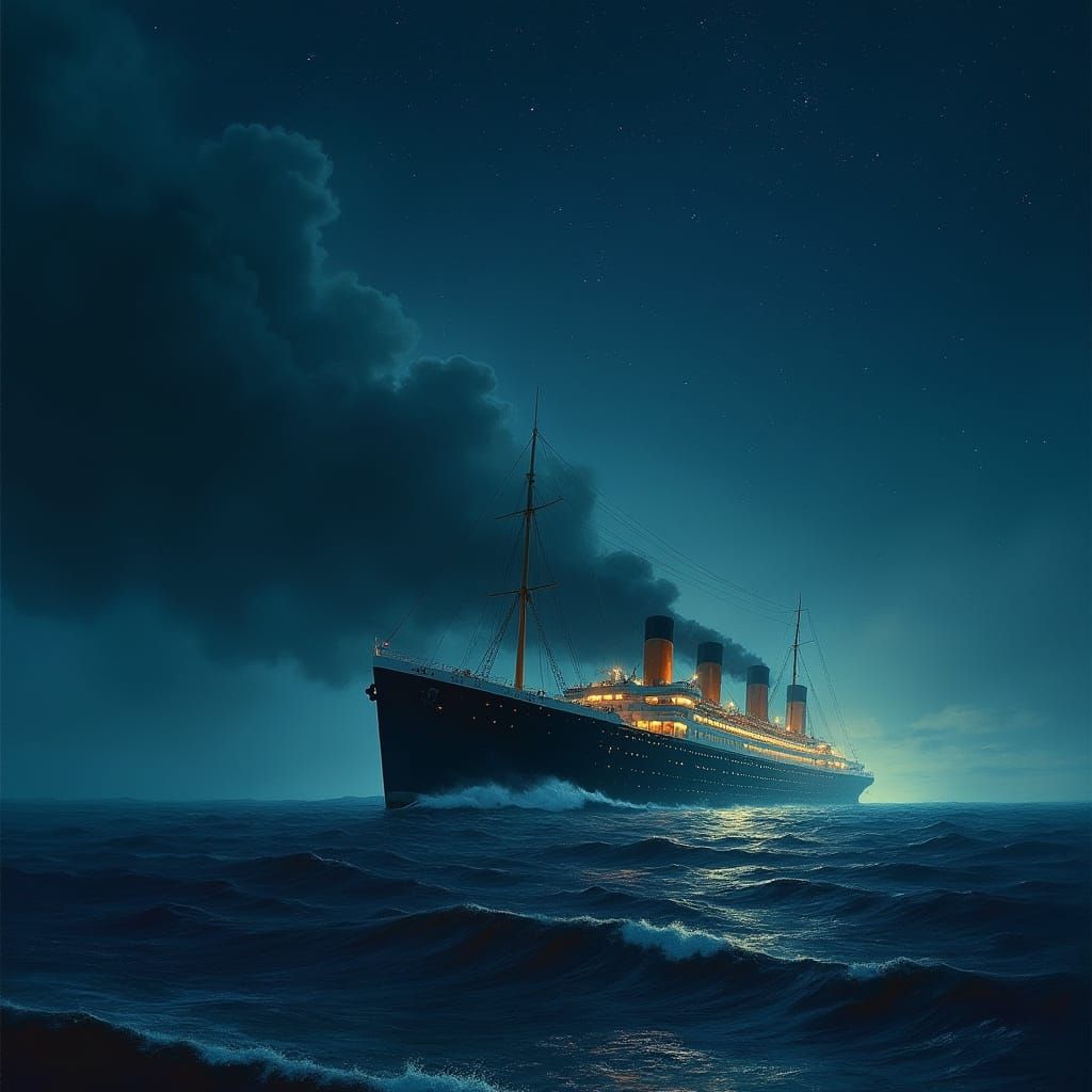 Titanic Approaches Pier Under Starry Sky