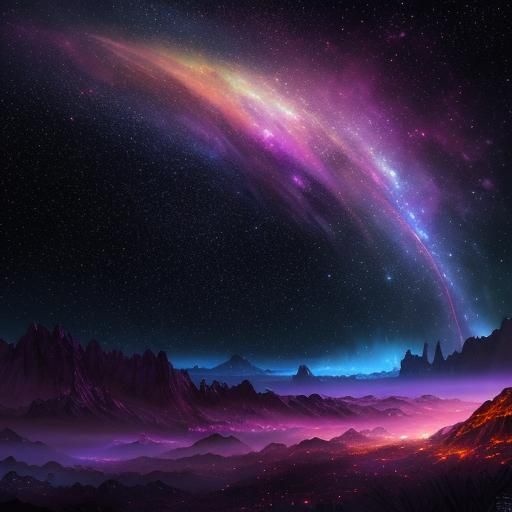 Majestic Iridescent Creatures Soaring Through Nebula