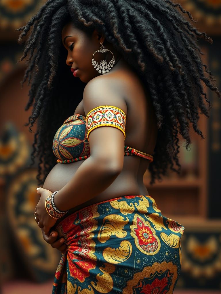 Majestic African Goddess Portrait in Surreal Style