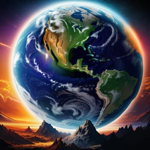 Hyperrealistic Planet Earth in Splash Art Style