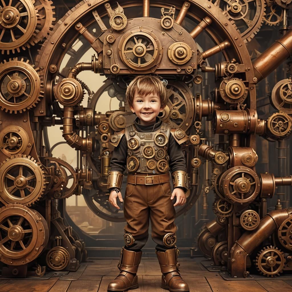Steampunk Boy Robot Costume Digital Art