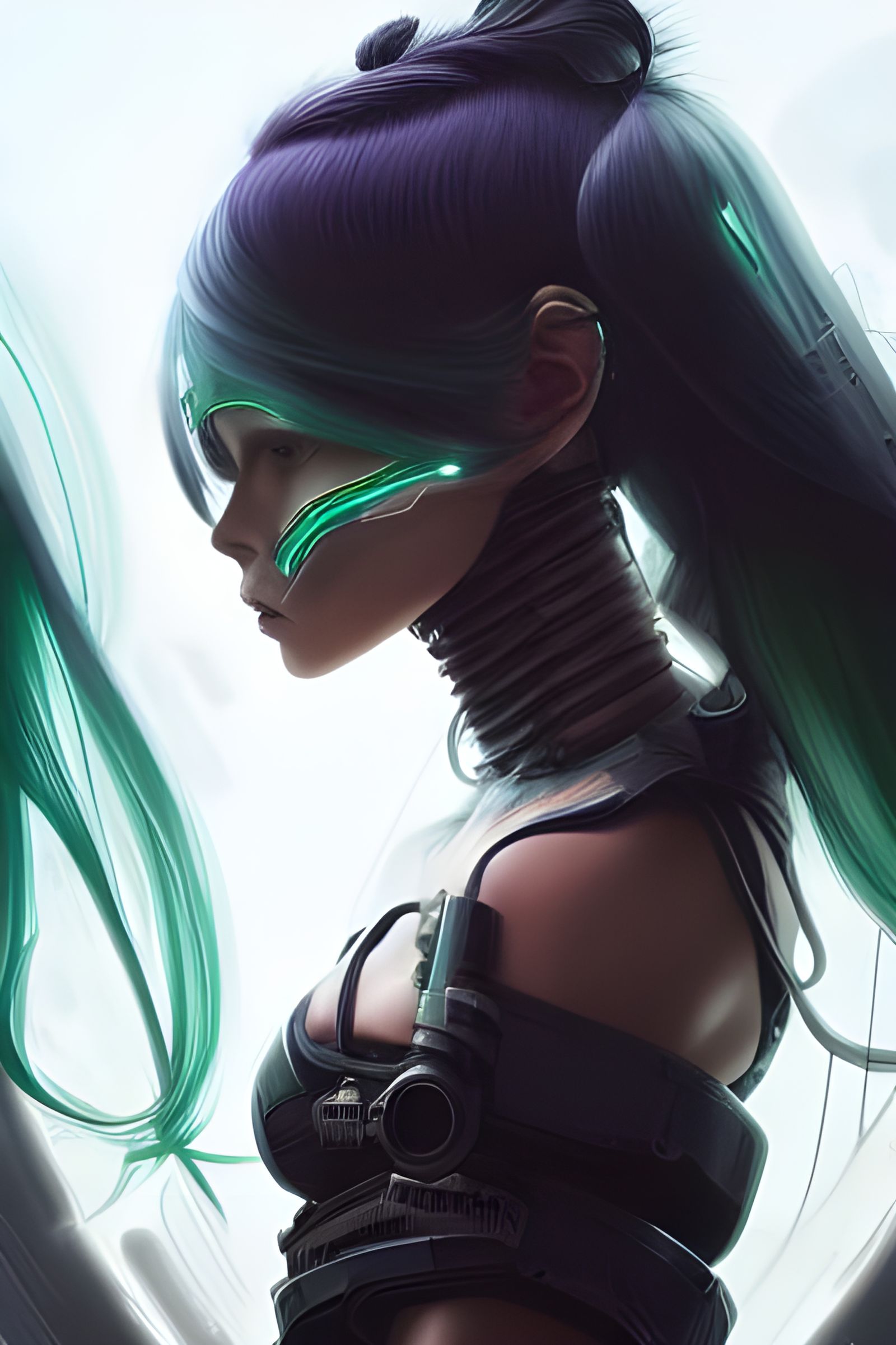 Cyberpunk Dark Elf Goddess in Cityscape Illustration