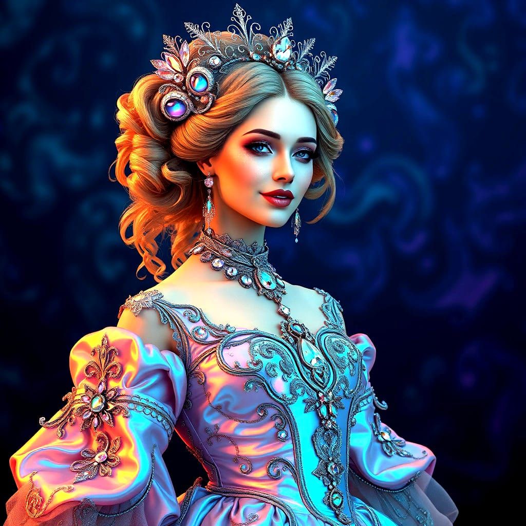 Futuristic 1700s Dream Dress: Detailed Matte Painting