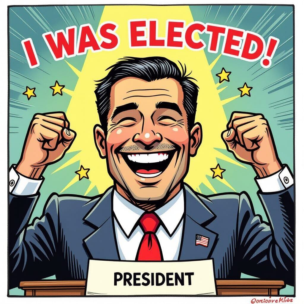 Man Wins Presidency in Illuminati Card Game Illustration