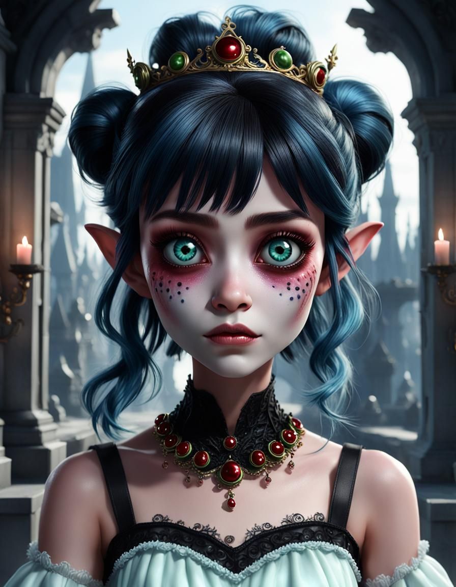 Realistic Goblin Princess in Asylum: Digital Matte Painting