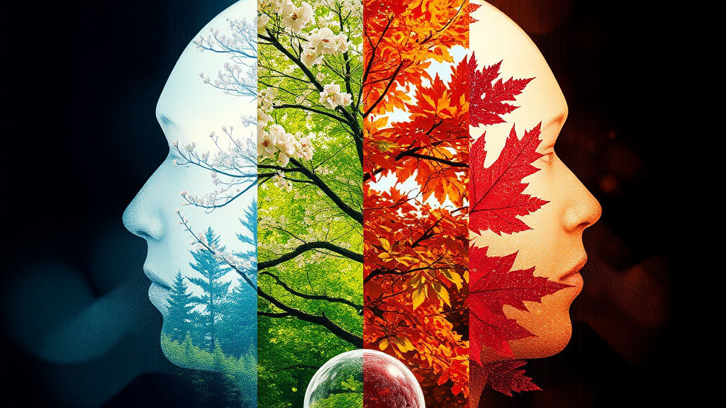 Glitchcore Seasons: Four Vertical Splits in Surreal Art