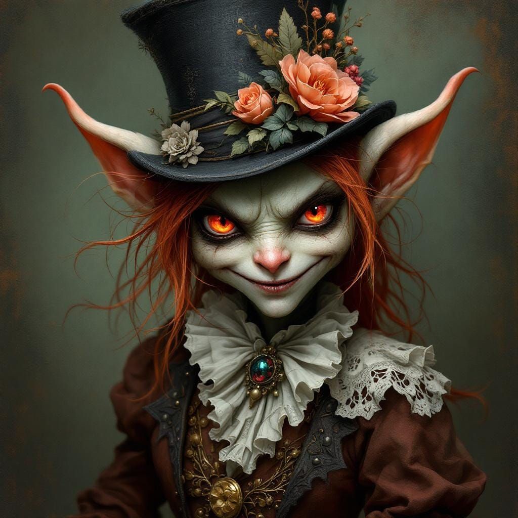 Fantasy Goblin in Victorian Dress: Gothic Fairytale Art