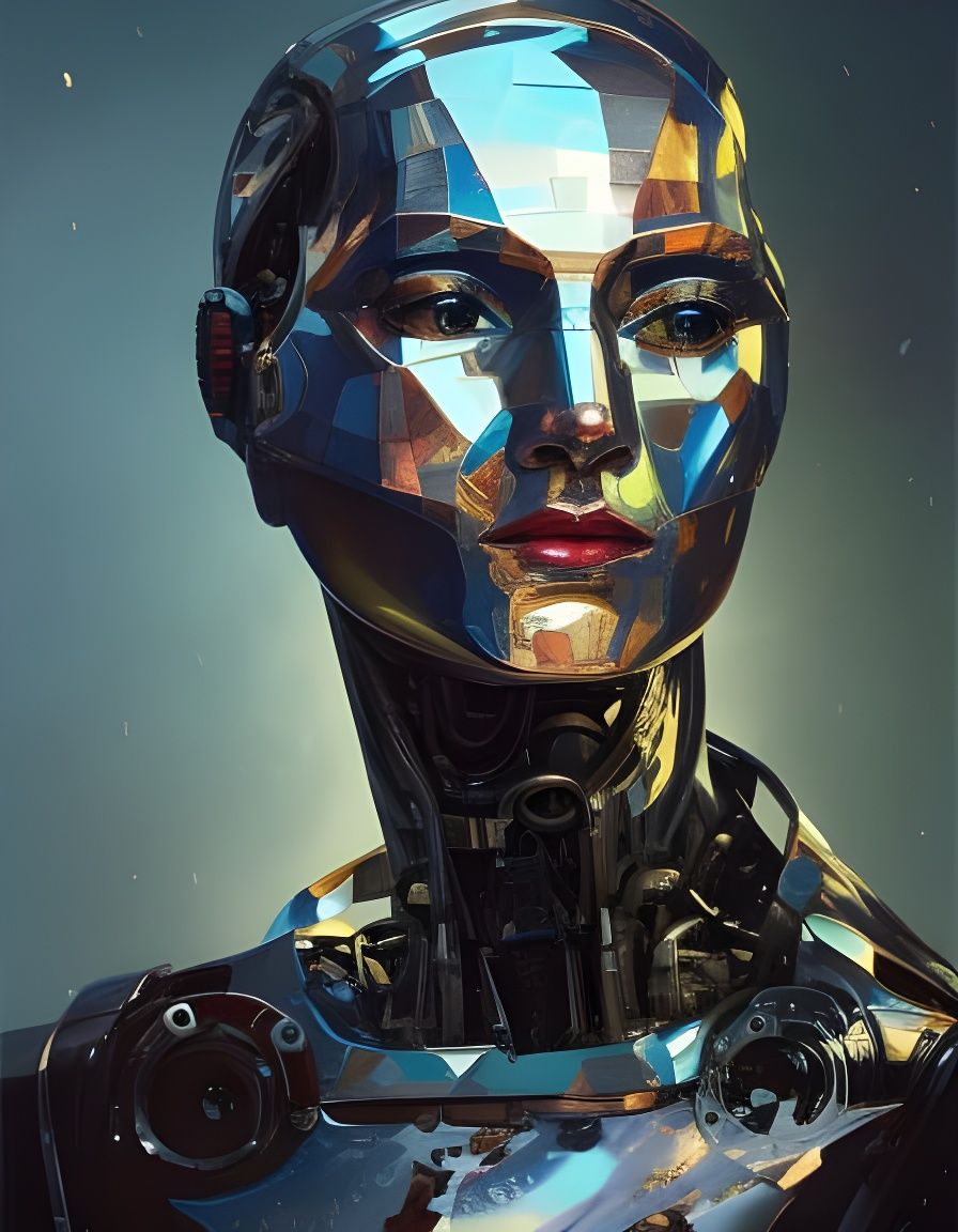 Robot Steel Protests War: Concept Art Portrait