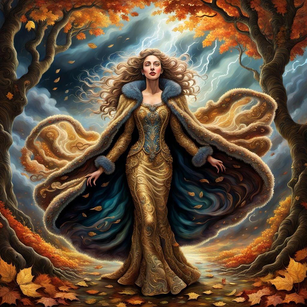 Lady in Storm: Whimsical Fantasy by Josephine Wall